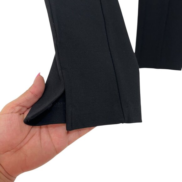 Michael Kors Women Black Mid-Rise Stretch Pull On Pants SZ M Straight Side Slits - Picture 11 of 12